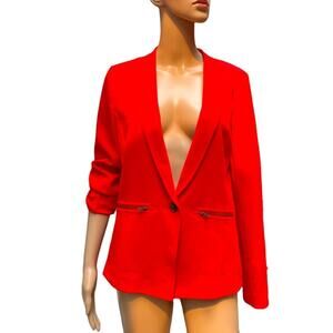 Trouvé Blazer Long Sleeves Womens S Red Single Fitted Breasted Stretch
